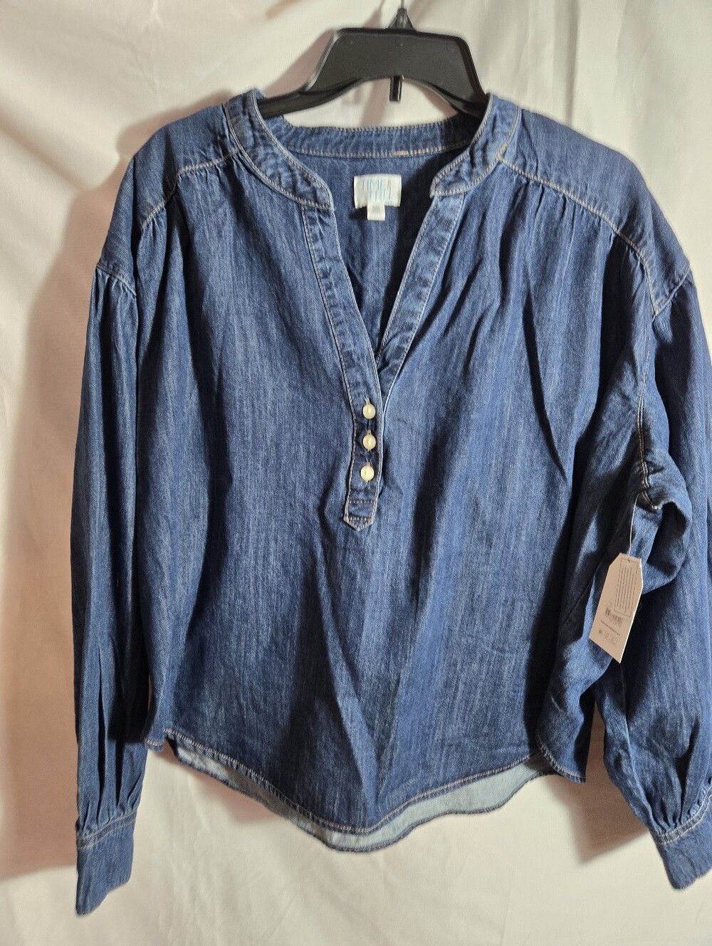 Dark Denim Button-Front Women’s Top